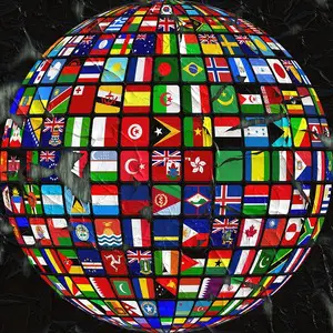 Globe collage with national flags