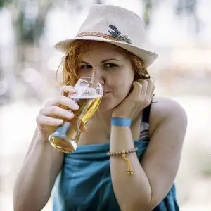 Photo of girl drinking beer
