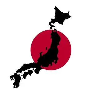 Map superimposed on Japanese flag