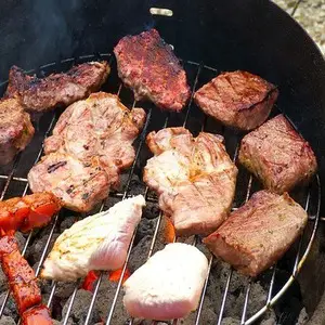 Grilled meats on barbecue